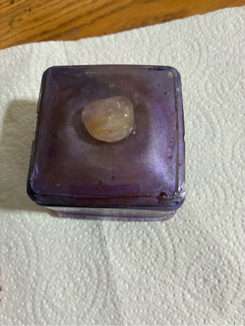 Purple plastic Trinket Box with Clear Stone Accent